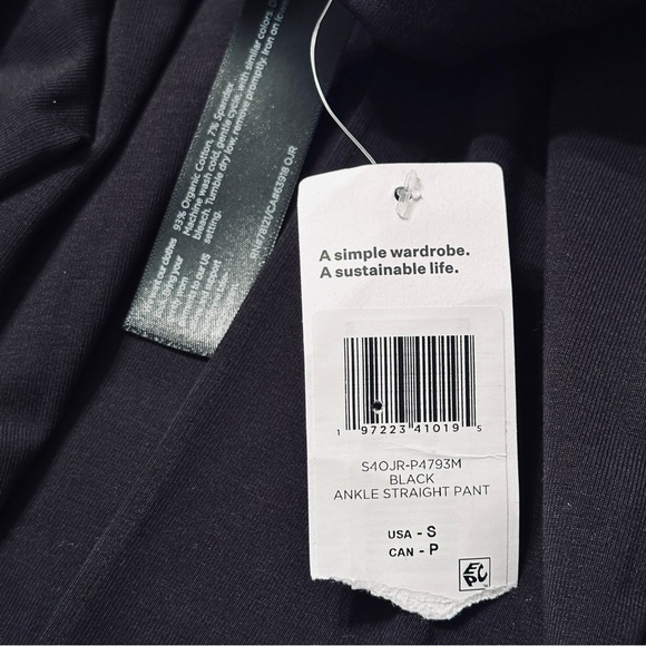 Eileen Fisher NWT Pima Cotton Stretch Jersey Pintuck Ankle Black Pant Size S - Picture 8 of 9